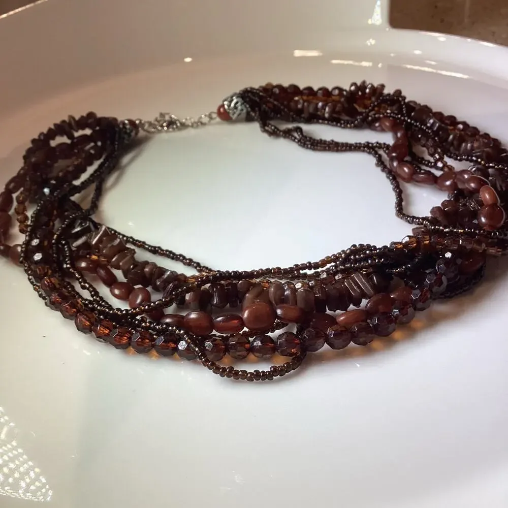 Brown Beads Multistrand Necklace